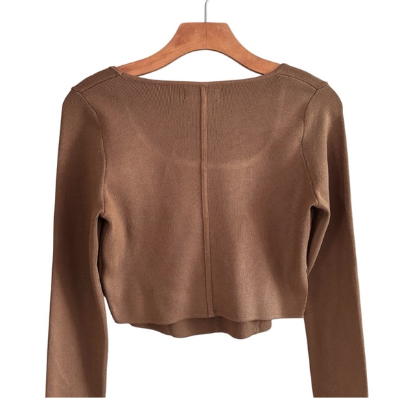 HOUSE OF HARLOW 1960 Camel Ribbed Cropped Corset Top Size M - Picture 6 of 9